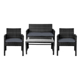 Gardeon Set of 4 Outdoor Wicker Chairs & Table - Black