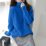 WYWM Turtle Neck Cashmere Sweater Women Korean Style Loose Warm Knitted Pullover 2021 Winter Outwear Lazy Oaf Female Jumpers
