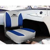 Seamanship Set of 2 Folding Swivel Seats - Grey Boat & Blue