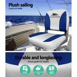 Seamanship Set of 2 Folding Swivel Seats - Grey Boat & Blue